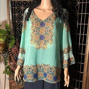 FIG AND FLOWER SHEER TOP L